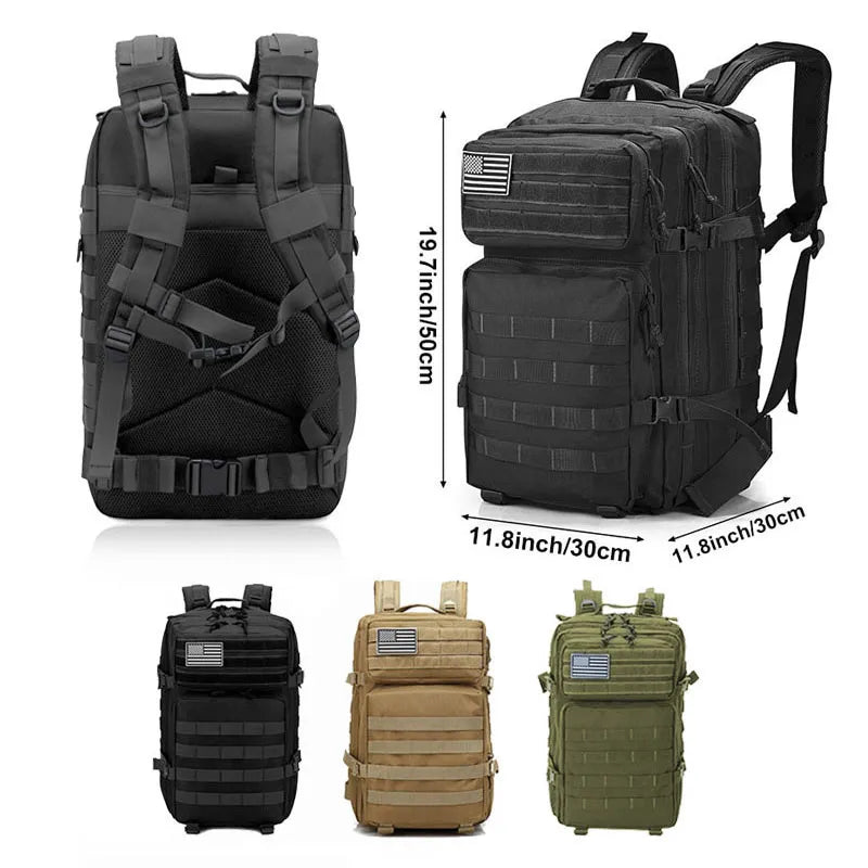 50L Tactical Backpack for Men - Large Capacity Waterproof Rucksacks for Outdoor Sports