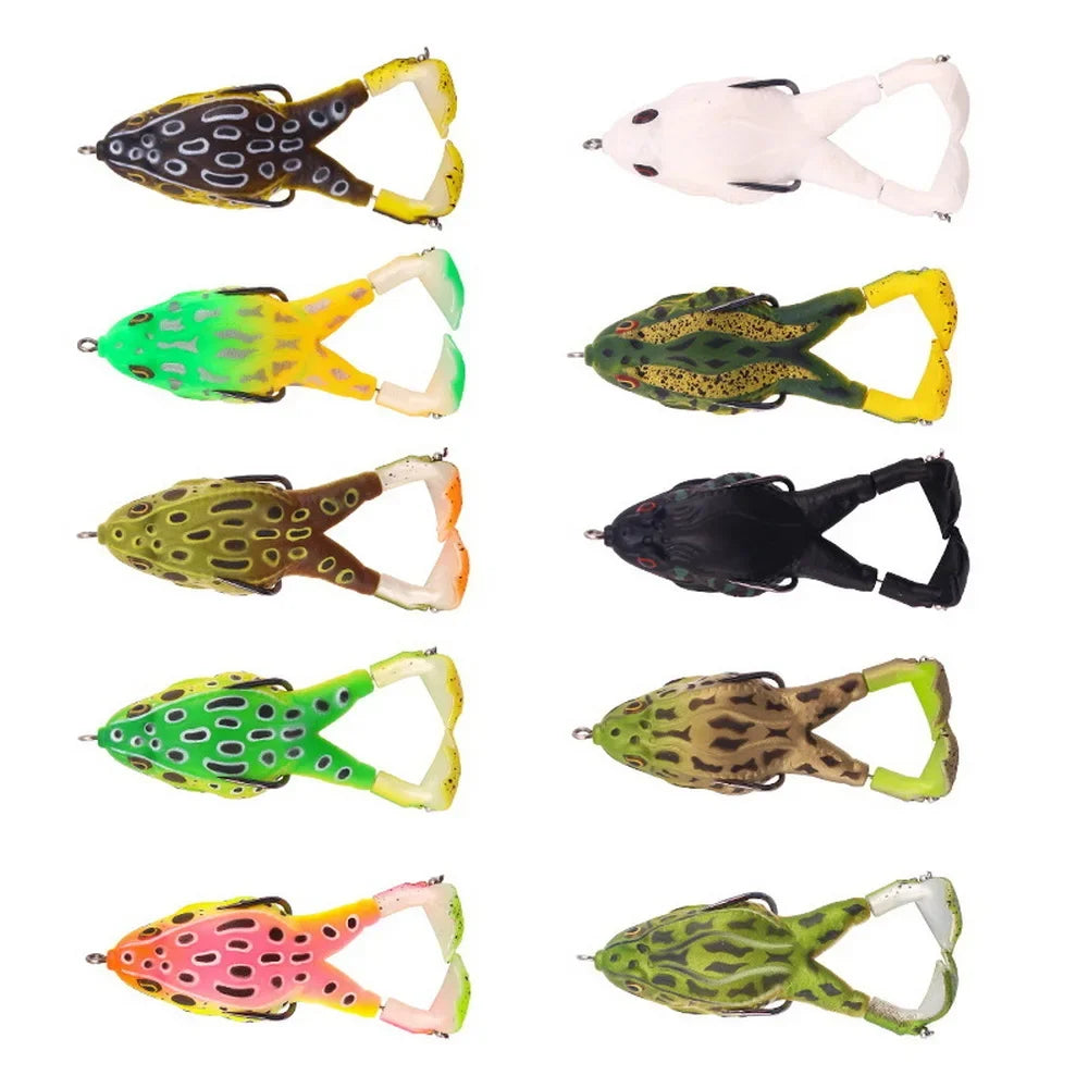 Frog Lure Double Propeller Legs Silicone Soft Baits for Topwater Fishing