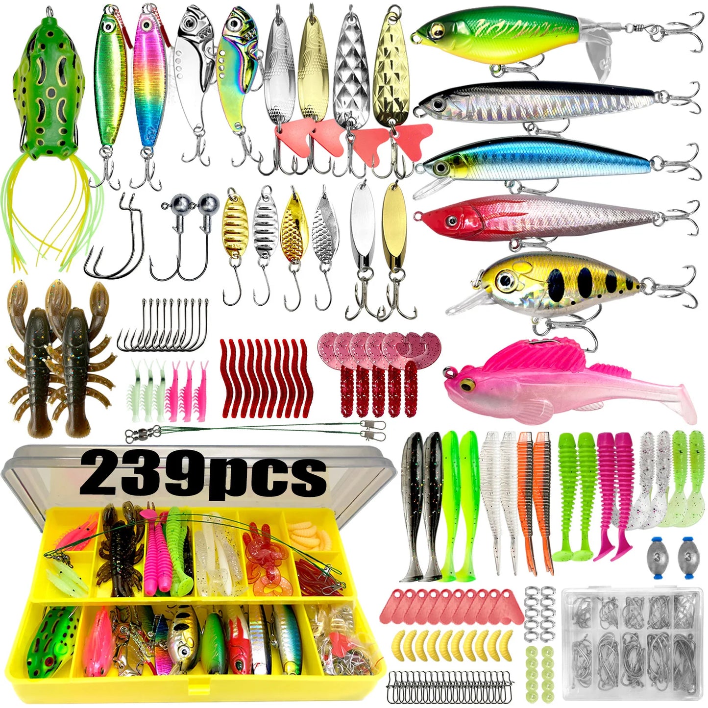 Fishing Lure Kit (83/133/193/239/409pcs) - Multi-Lure Set for Trout, Pike & Bass