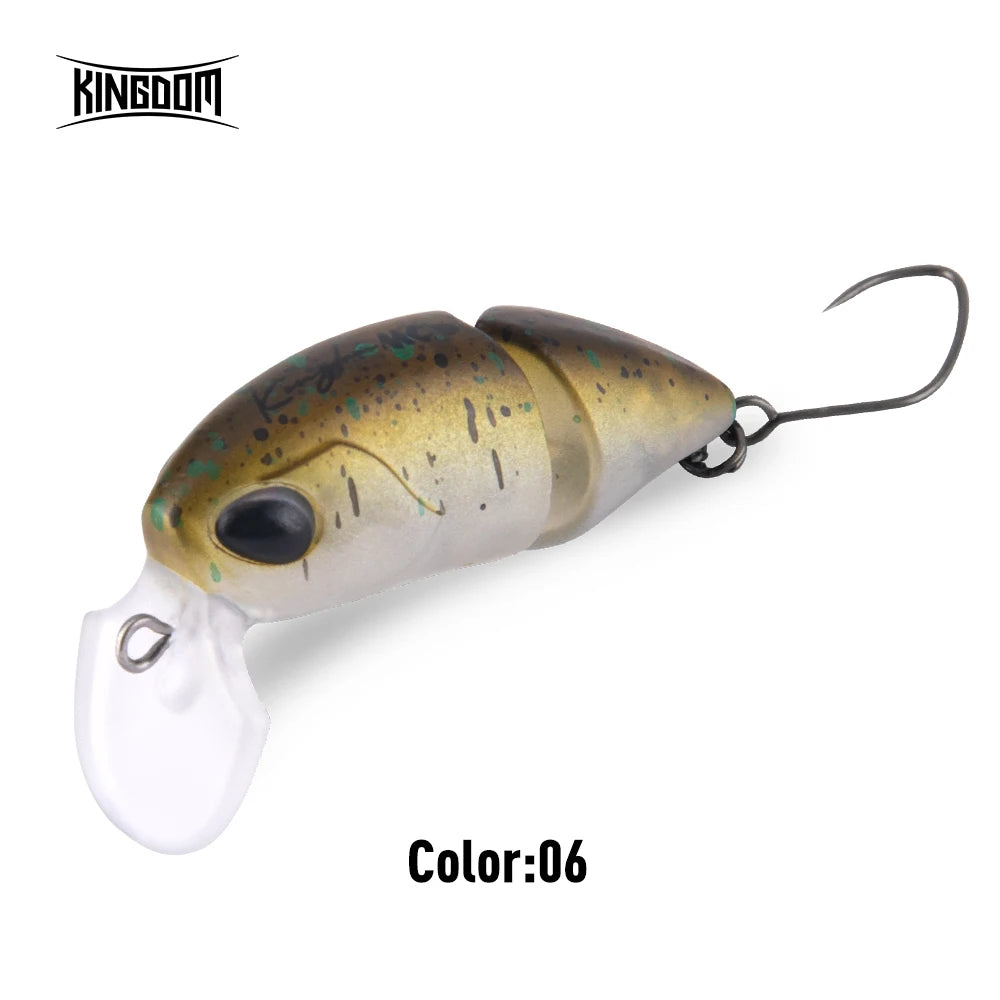 Kingdom 2 Section Minnow Lure - 37mm Floating S-shaped Wobble for Topwater Fishing