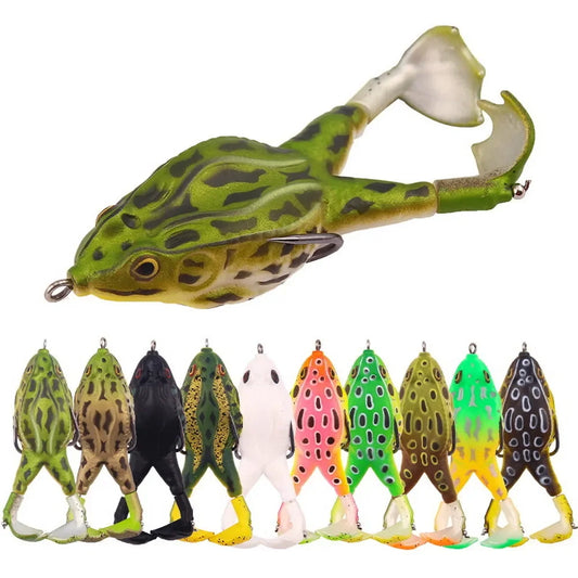 Frog Lure Double Propeller Legs Silicone Soft Baits for Topwater Fishing