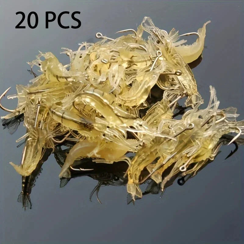 Luminous Shrimp Lures - Soft Fishing Bait Set (5/10/20pcs) for Freshwater and Saltwater