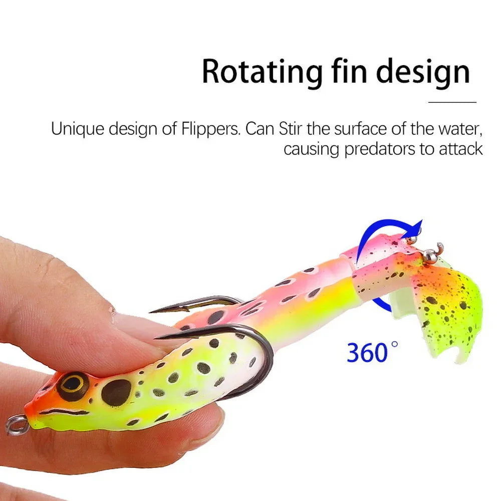 Frog Lure Double Propeller Legs Silicone Soft Baits for Topwater Fishing