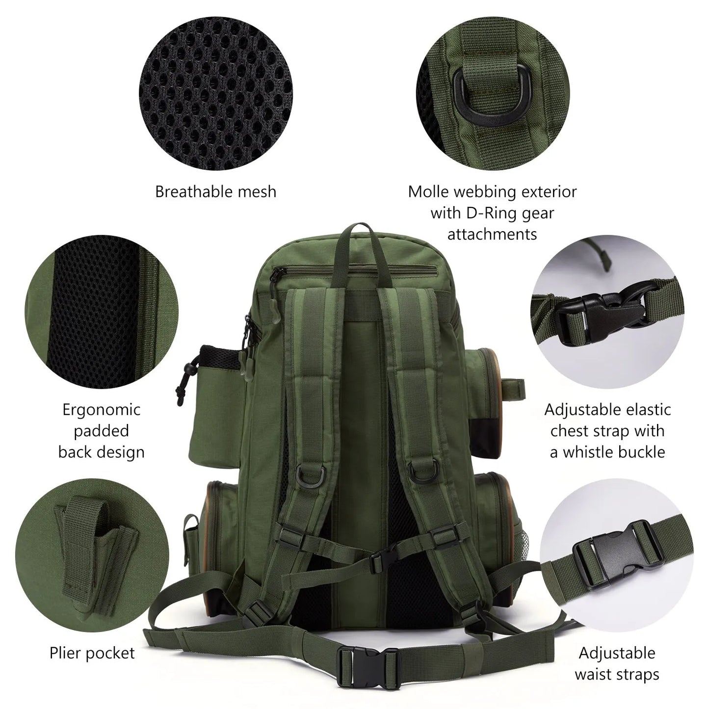 Lightweight Tactical Fishing Bag Tackle Backpack - Multifunctional Gear Storage