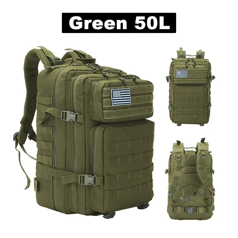 50L Tactical Backpack for Men - Large Capacity Waterproof Rucksacks for Outdoor Sports