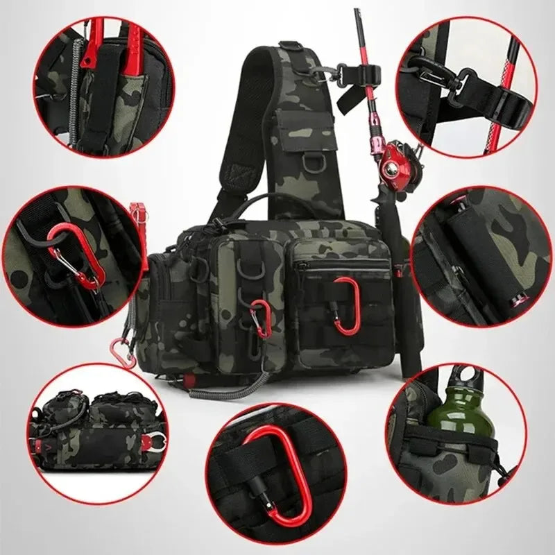 Large Capacity Fishing Gear Bag - Lure Bag Waist Bag & Crossbody Design
