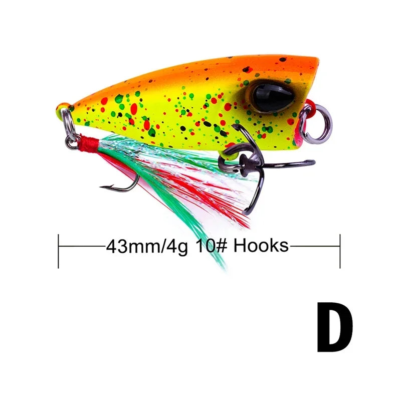 4.3cm Mini Popper Lure for Trout Fishing - Ultralight Topwater Bait