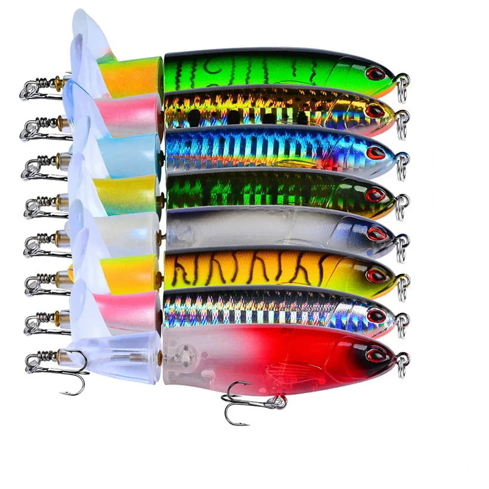 Topwater Spinner Fishing Lure - 10cm & 14cm Popper Pencil Hard Bait
