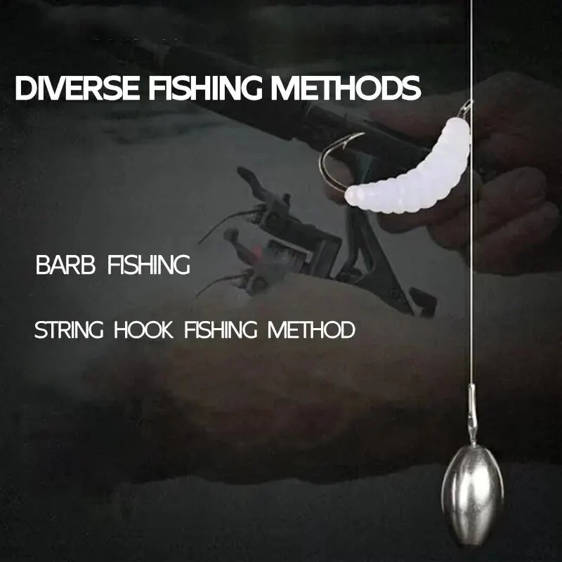 Colorful Luminous Soft Bait Bread Worms - 50 PCS Bionic Lure for Fishing